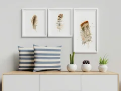 Image of a feather watercolor painting by Shayna Larsen, originals & prints available