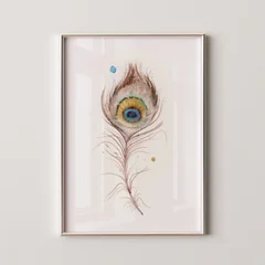 Image of a feather watercolor painting by Shayna Larsen, originals & prints available