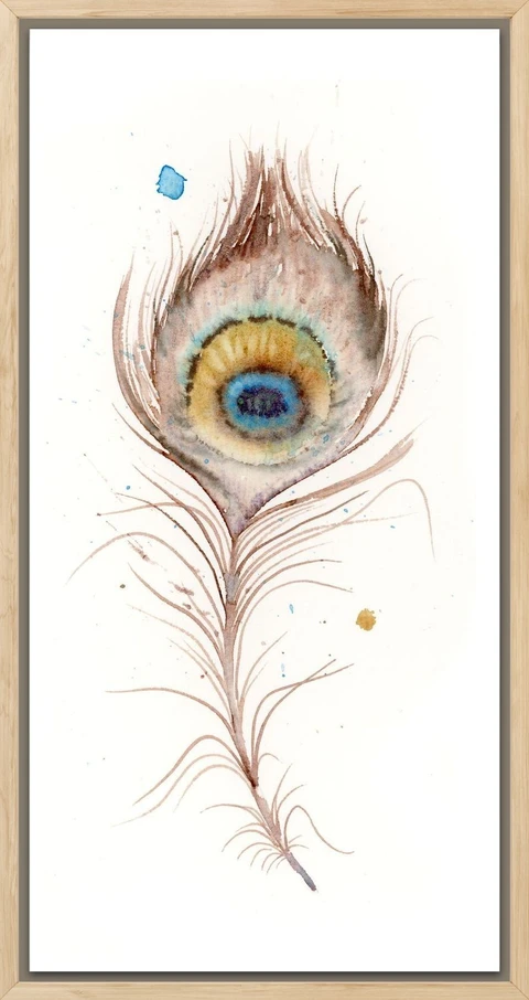 Image of a feather watercolor painting by Shayna Larsen, originals & prints available