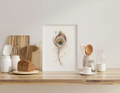 Image of a feather watercolor painting by Shayna Larsen, originals & prints available