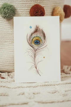 Image of a feather watercolor painting by Shayna Larsen, originals & prints available