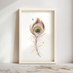 Image of a feather watercolor painting by Shayna Larsen, originals & prints available