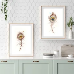 Image of a feather watercolor painting by Shayna Larsen, originals & prints available