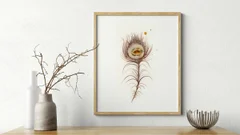 Image of a feather watercolor painting by Shayna Larsen, originals & prints available