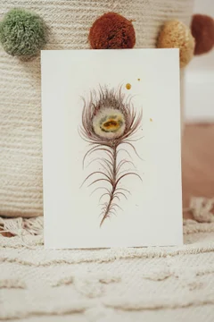 Image of a feather watercolor painting by Shayna Larsen, originals & prints available