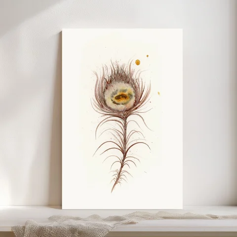 Image of a feather watercolor painting by Shayna Larsen, originals & prints available