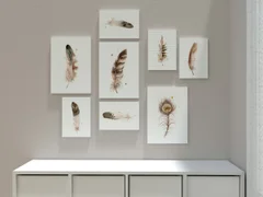 Image of a feather watercolor painting by Shayna Larsen, originals & prints available