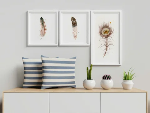 Image of a feather watercolor painting by Shayna Larsen, originals & prints available