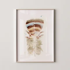 Image of a feather watercolor painting by Shayna Larsen, originals & prints available
