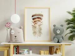 Image of a feather watercolor painting by Shayna Larsen, originals & prints available