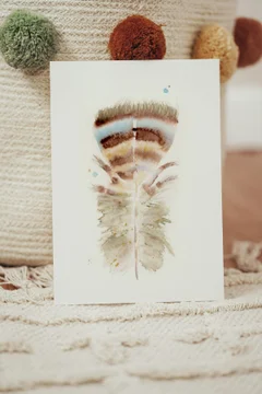 Image of a feather watercolor painting by Shayna Larsen, originals & prints available