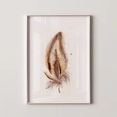 Image of a feather watercolor painting by Shayna Larsen, originals & prints available