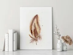 Image of a feather watercolor painting by Shayna Larsen, originals & prints available