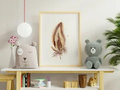 Image of a feather watercolor painting by Shayna Larsen, originals & prints available