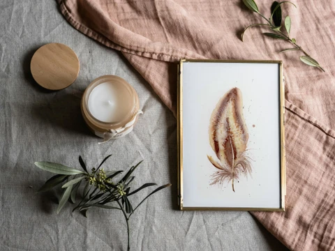 Image of a feather watercolor painting by Shayna Larsen, originals & prints available