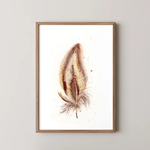 Image of a feather watercolor painting by Shayna Larsen, originals & prints available