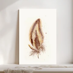 Image of a feather watercolor painting by Shayna Larsen, originals & prints available