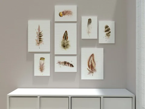 Image of a feather watercolor painting by Shayna Larsen, originals & prints available