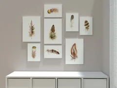 Image of a feather watercolor painting by Shayna Larsen, originals & prints available