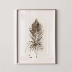 Image of a feather watercolor painting by Shayna Larsen, originals & prints available