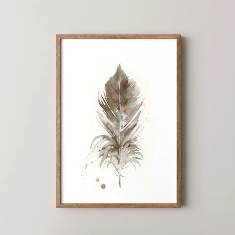 Image of a feather watercolor painting by Shayna Larsen, originals & prints available
