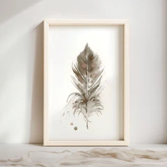 Image of a feather watercolor painting by Shayna Larsen, originals & prints available