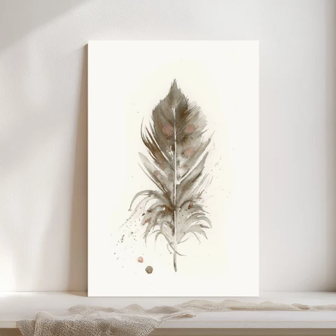 Image of a feather watercolor painting by Shayna Larsen, originals & prints available