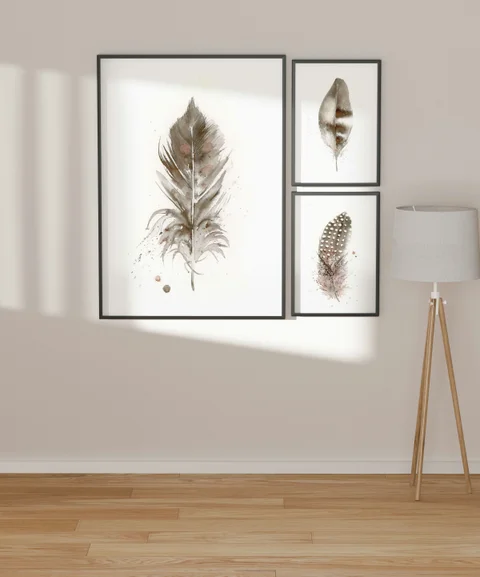 Image of a feather watercolor painting by Shayna Larsen, originals & prints available