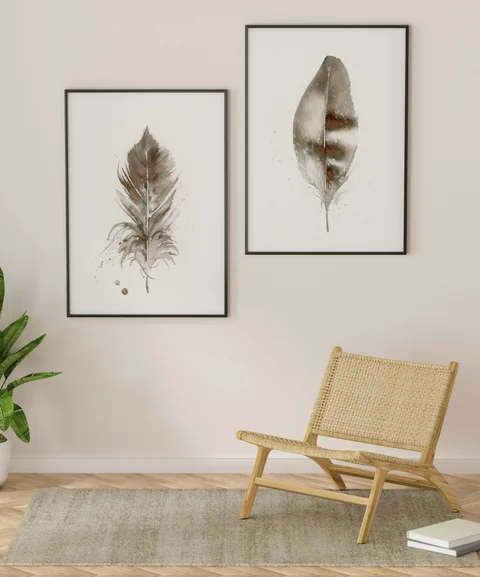 Image of a feather watercolor painting by Shayna Larsen, originals & prints available