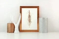 Image of a feather watercolor painting by Shayna Larsen, originals & prints available