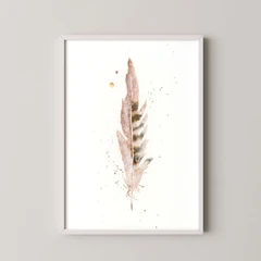 Image of a feather watercolor painting by Shayna Larsen, originals & prints available