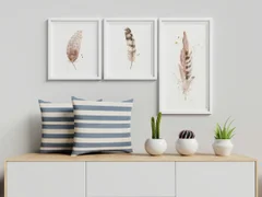 Image of a feather watercolor painting by Shayna Larsen, originals & prints available