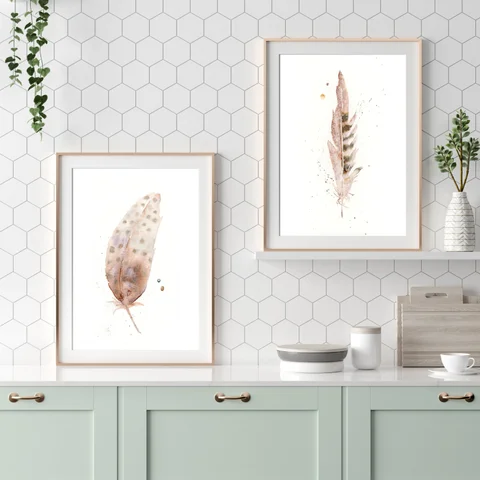 Image of a feather watercolor painting by Shayna Larsen, originals & prints available