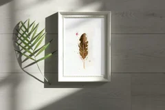 Image of a feather watercolor painting by Shayna Larsen, originals & prints available