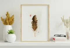 Image of a feather watercolor painting by Shayna Larsen, originals & prints available