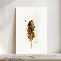 Image of a feather watercolor painting by Shayna Larsen, originals & prints available