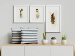 Image of a feather watercolor painting by Shayna Larsen, originals & prints available