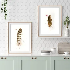 Image of a feather watercolor painting by Shayna Larsen, originals & prints available