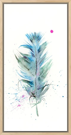 Image of a feather watercolor painting by Shayna Larsen, originals & prints available