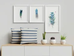 Image of a feather watercolor painting by Shayna Larsen, originals & prints available