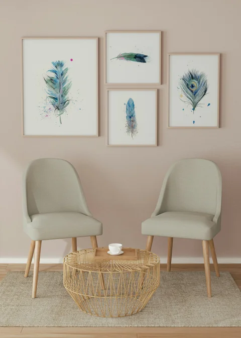 Image of a feather watercolor painting by Shayna Larsen, originals & prints available