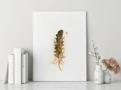 Image of a feather watercolor painting by Shayna Larsen, originals & prints available