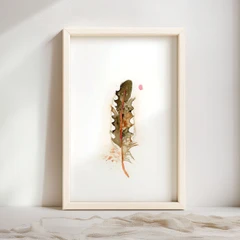 Image of a feather watercolor painting by Shayna Larsen, originals & prints available