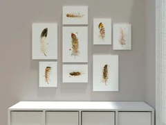 Image of a feather watercolor painting by Shayna Larsen, originals & prints available