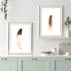 Image of a feather watercolor painting by Shayna Larsen, originals & prints available