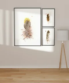 Image of a feather watercolor painting by Shayna Larsen, originals & prints available
