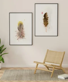 Image of a feather watercolor painting by Shayna Larsen, originals & prints available