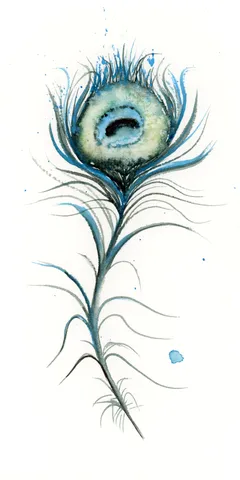 Image of a feather watercolor painting by Shayna Larsen, originals & prints available