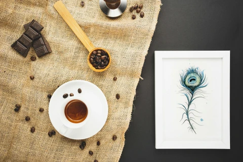Image of a feather watercolor painting by Shayna Larsen, originals & prints available