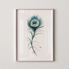 Image of a feather watercolor painting by Shayna Larsen, originals & prints available